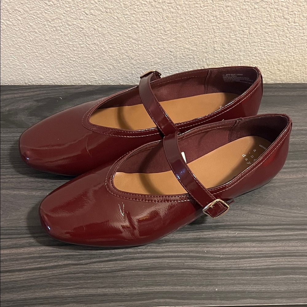 a new day Burgundy Mary Jane Flats